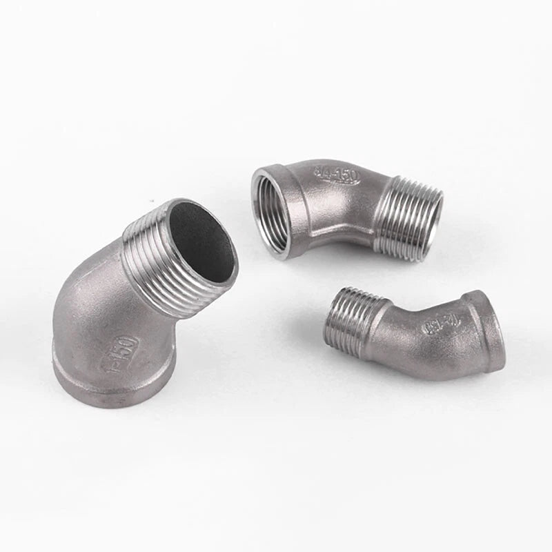 Stainless Steel 304 BSP 45° Elbow Pipe Fitting — Threaded Male × Female & Female × Female