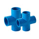 PVC 4-Way Blue Equal Water Connector Coupling Pressure Pipe Fittings 20mm~90mm