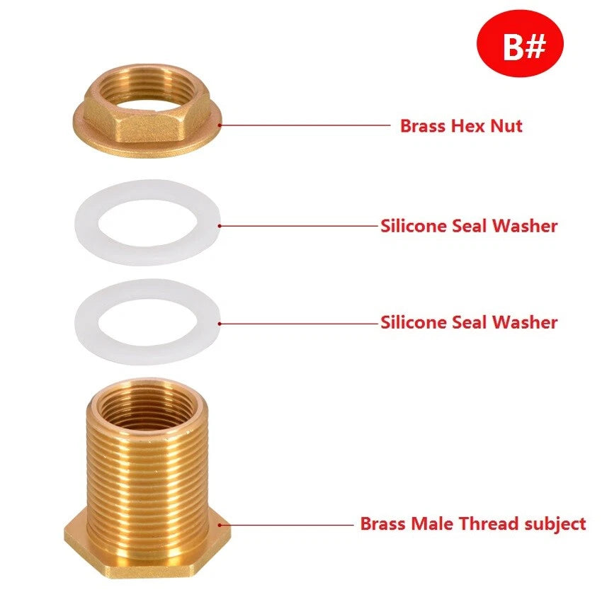 Brass Threaded Water Tank Connector — Male/Female NPT Pipe Fitting for Water Tower & Storage Tank
