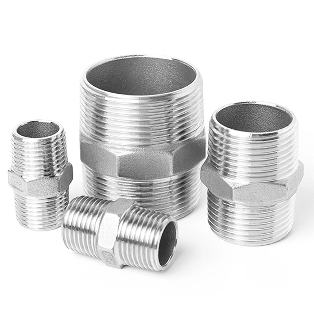 304 Stainless Steel Hex Nipple Pipe Fitting | Male to Male NPT Connector