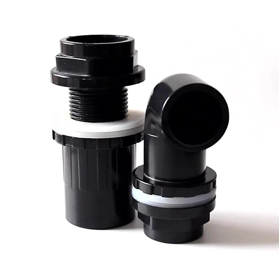 PVC 90° Elbow Pipe Fittings 20mm~50mm Tank Connector Bulkhead For Aquarium Black
