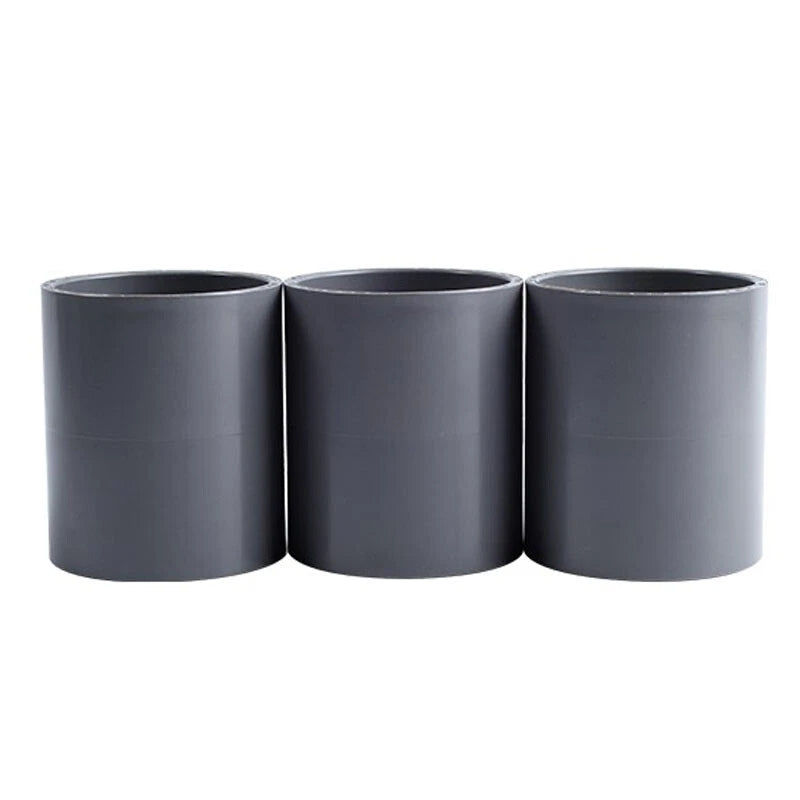 PVC Straight Pipe Coupling — Socket Slip Joint Fitting, 20–200mm (3/4" to 8"), Grey