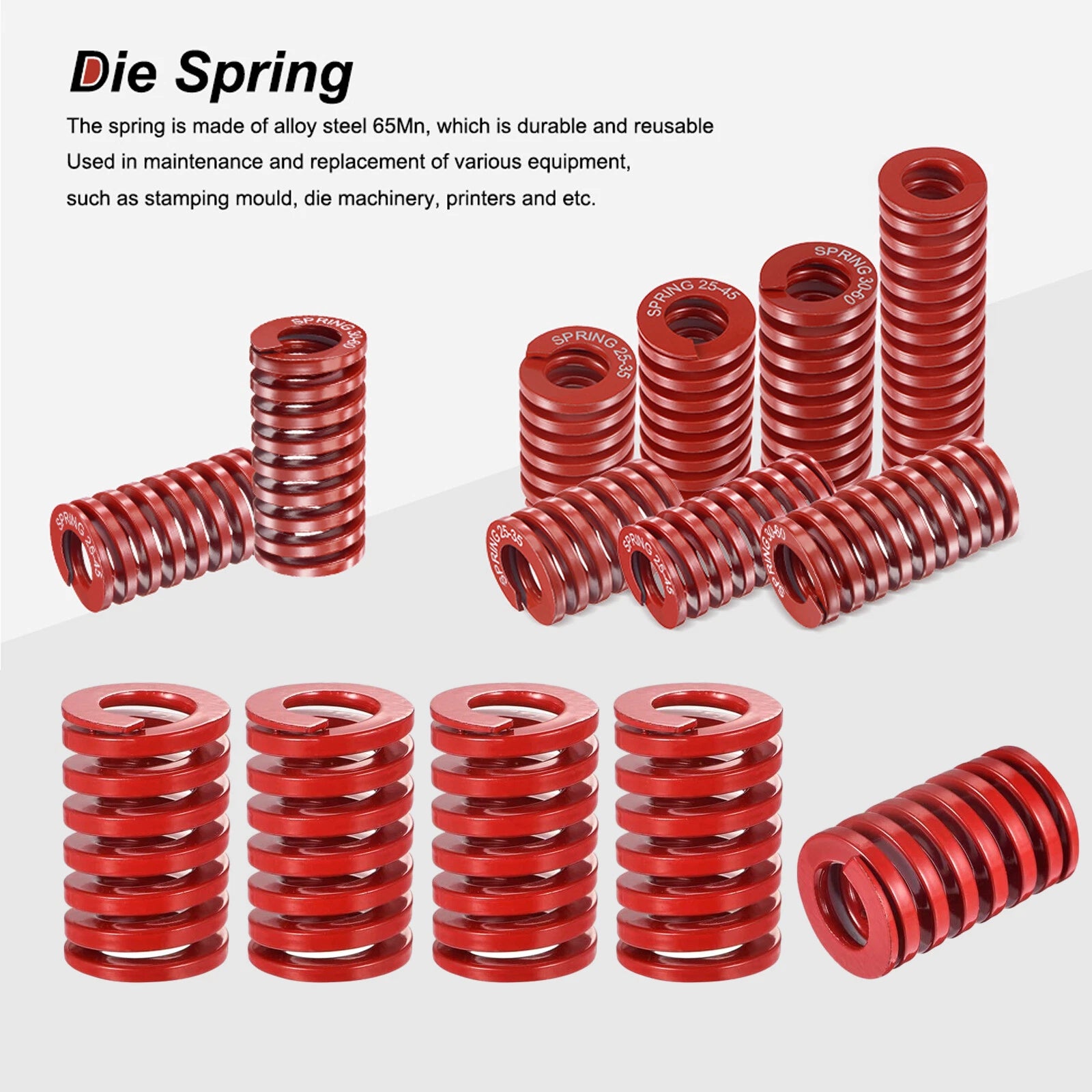 Compression Die Spring, OD 10mm & ID 5mm Light/Medium/Heavy Mold Mould Springs