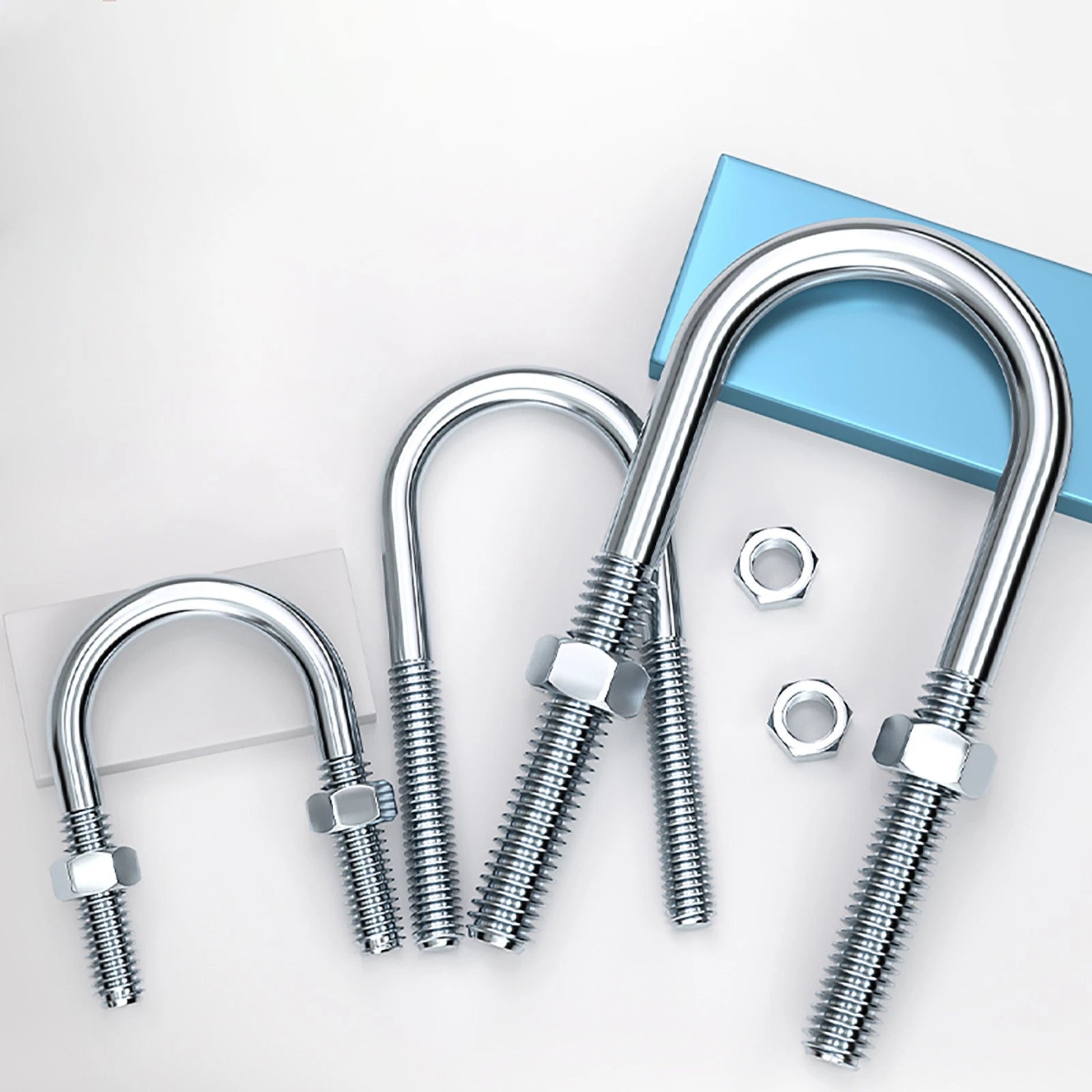 M6 M8 M10 M12 U Bolt With 2 Hex Nuts Zinc-Plated U-Bolts Clamp Pipe Tube Metric