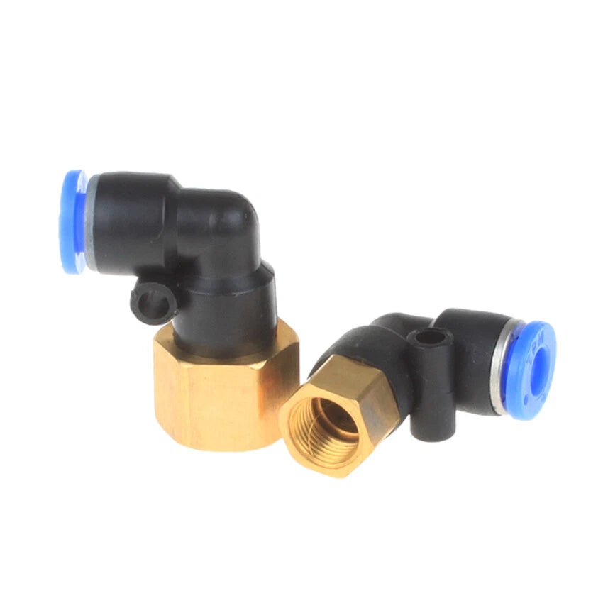 90° Elbow Push-to-Connect Pneumatic Fitting — 4mm to 12mm Hose OD, Female Thread