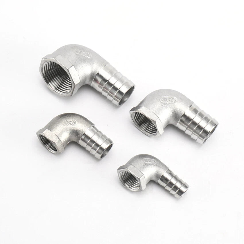 Female Thread Fitting x Barb Hose Tail End Elbow Connector A2 Stainless Steel