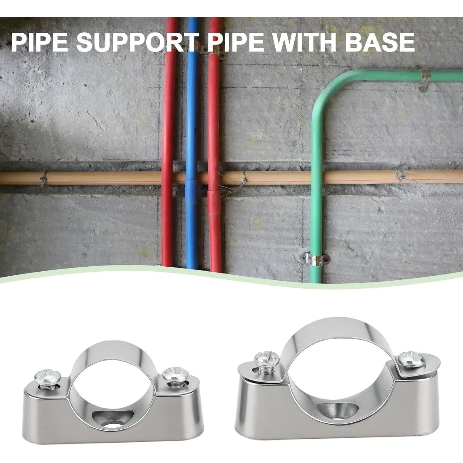 Stainless Steel Pipe Clamp Mount Support Brackets — Wall Fixing Base Fittings