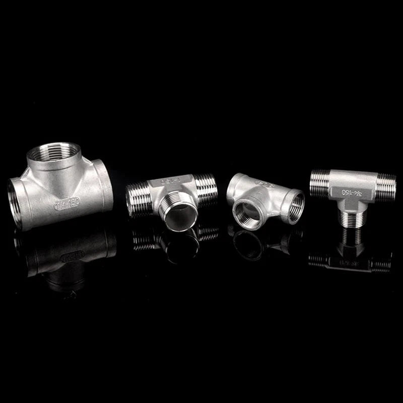 BSP 304 Stainless Steel Tee Fittings — 3-Way Male & Female Pipe Connector (1/8" to 3")