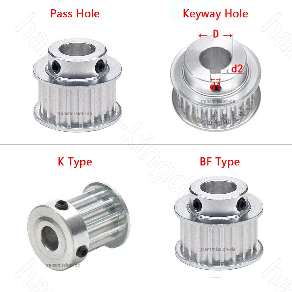 16T - 100T Synchronous Wheel GT2 Timing Belt Pulley for 10 mm width Drive Belts
