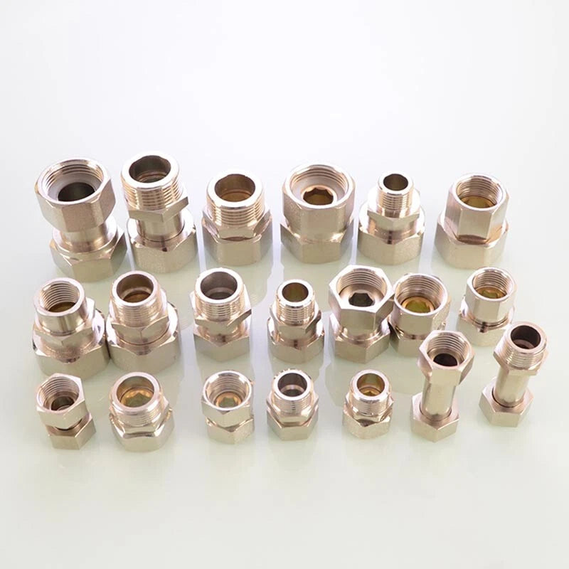 Brass Compression Fittings — Straight Coupling & Elbow Connector, 1/2" 3/4" 1" Female/Male