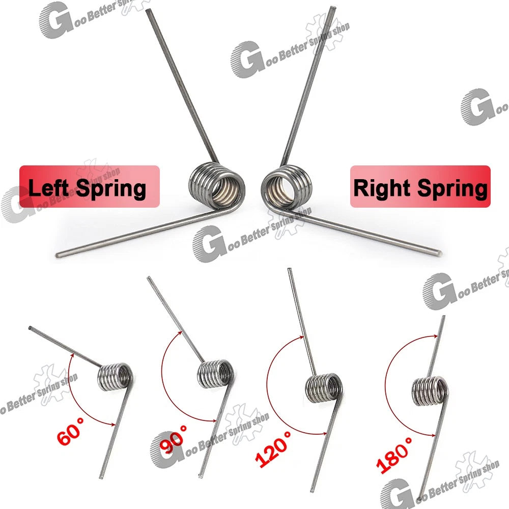 Torsion Spring 3-9 Coil (10 pcs), 2.5mm Wire dia, 12 ~30mm OD, Left spring Steel
