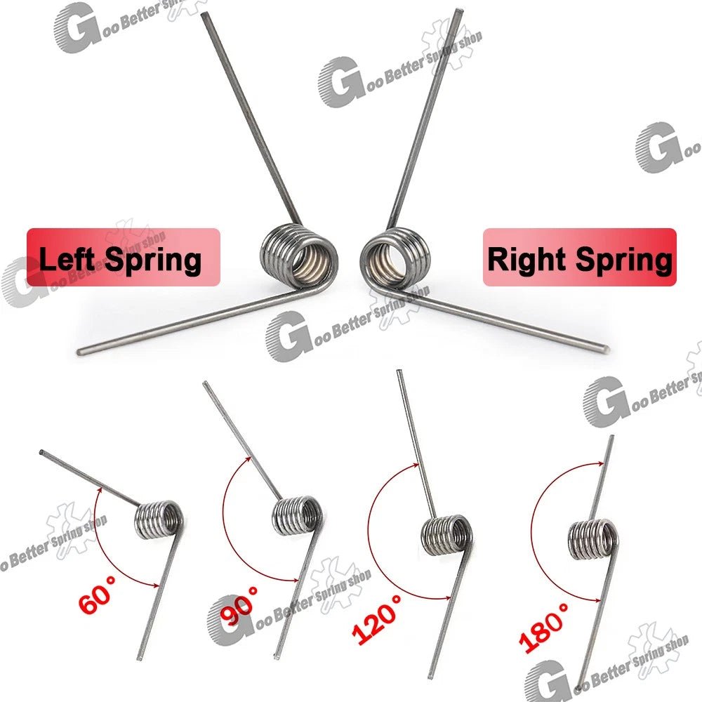 Torsion Spring 3 - 9 Coil (10 pcs), 0.8mm Wire dia, 5 ~ 10mm OD, Left spring Steel - HomeDIYer