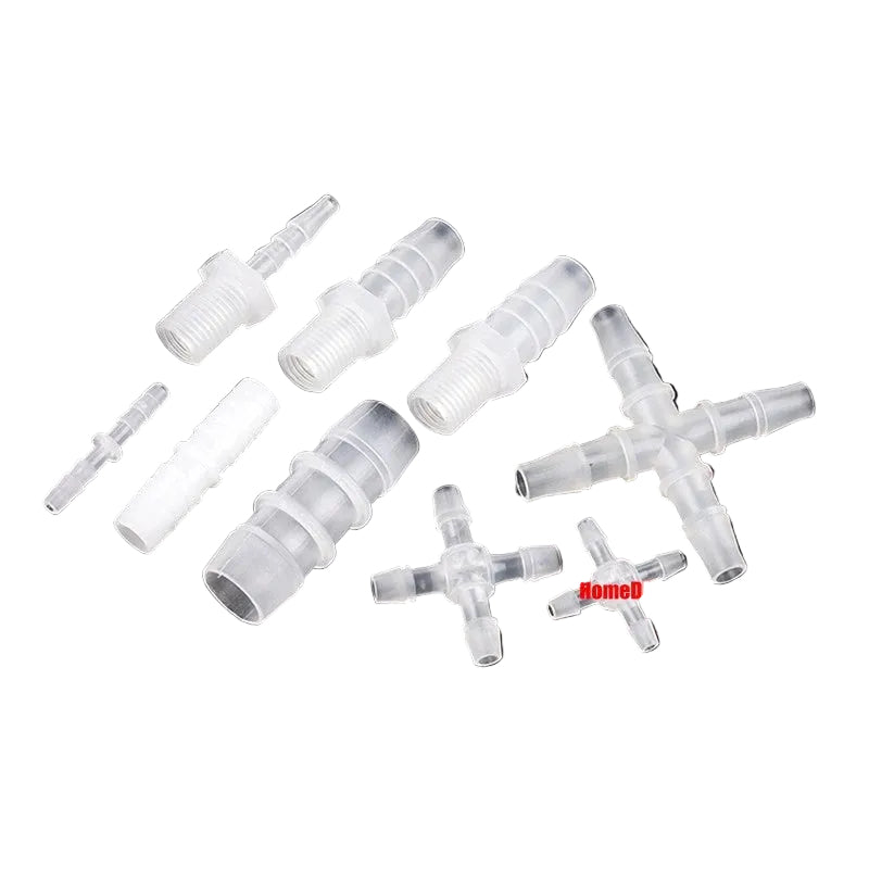 Plastic Barbed Connector 4mm~12mm Straight Cross Pipe Hose Tubing Joiner Fitting