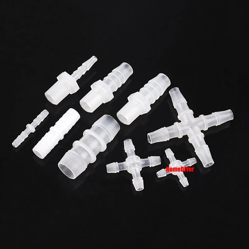 Plastic Barbed Connector 4mm~12mm Straight Cross Pipe Hose Tubing Joiner Fitting
