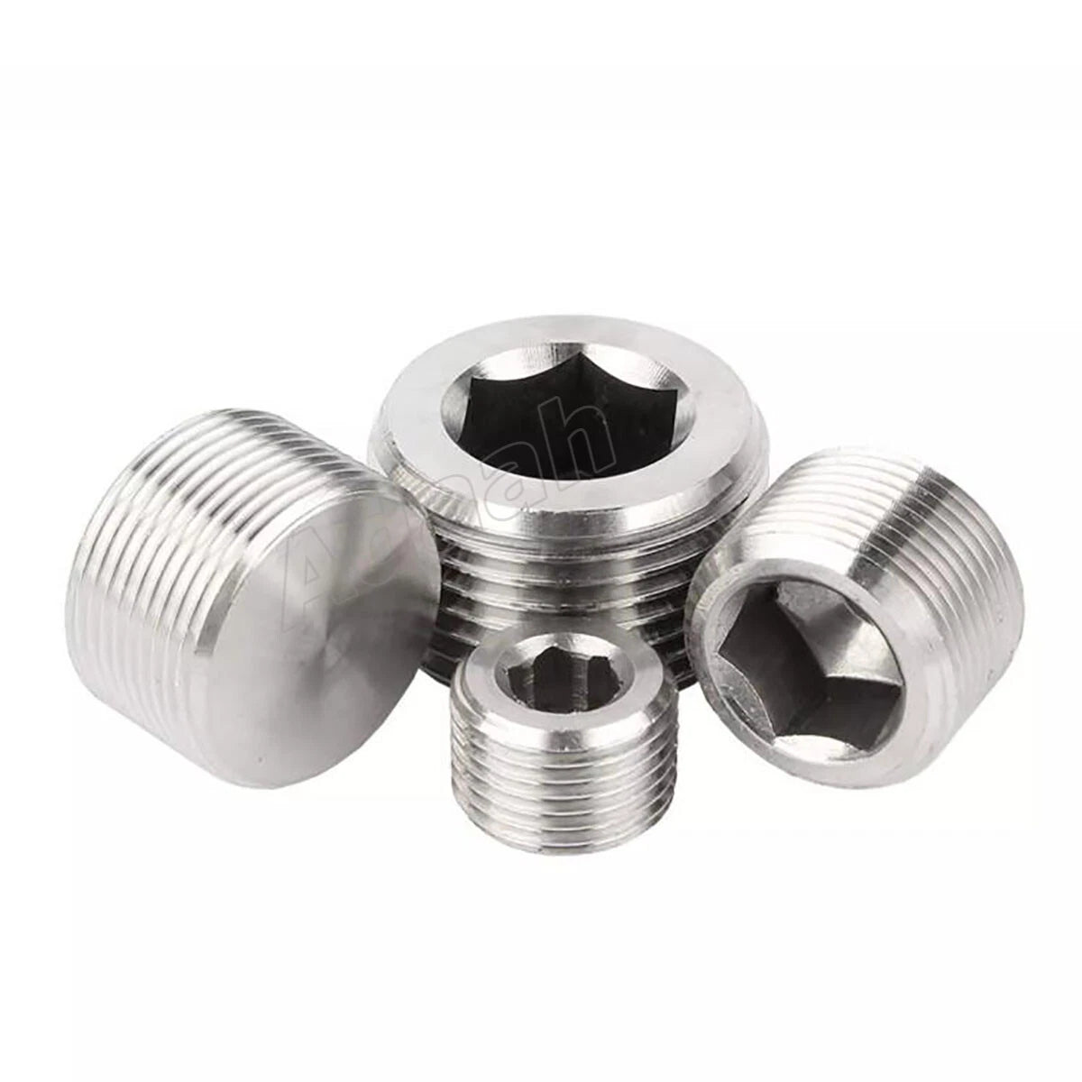 Male Allen Socket Pipe Plugs – 1/16" to 2" PT & NPT Threads, 304 Stainless Steel End Caps
