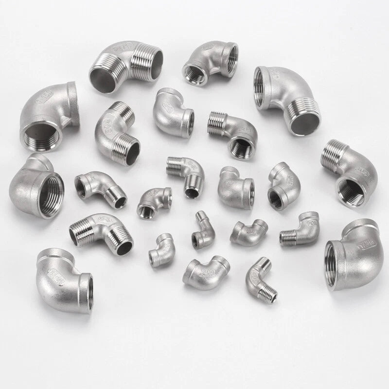 Stainless Steel 90° Elbow BSP Pipe Fittings — Same-Size & Reducing Female/Male Adapters