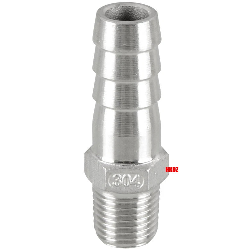 304 Stainless Steel Male Thread Barb Hose Tail Connector | 1/8" to 3/8" NPT