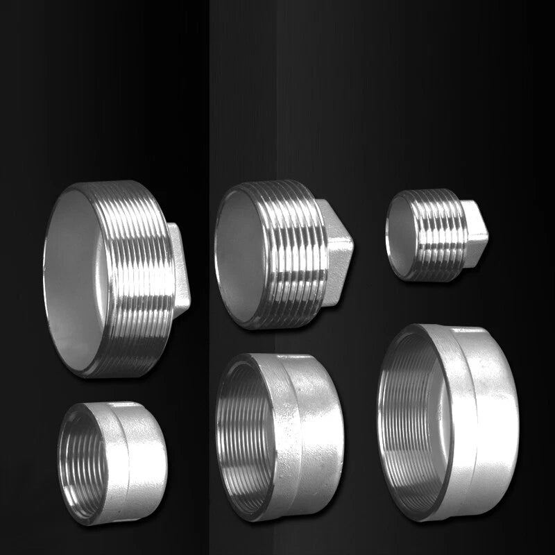304 Stainless Steel BSP Pipe Plug & Cap Fittings — Male Plugs & Female Blanking Caps
