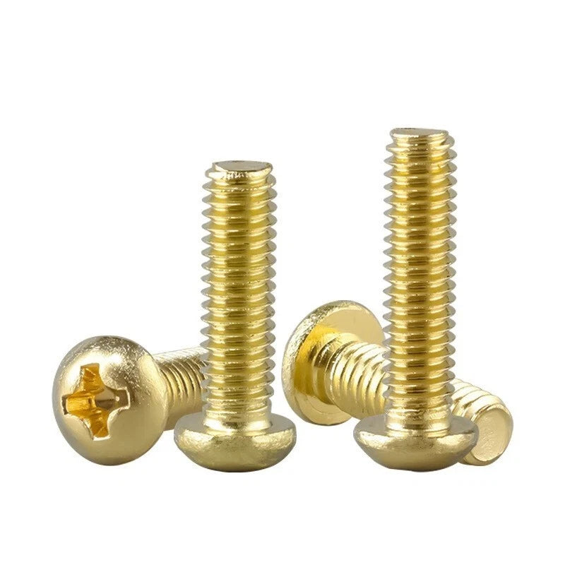 M4 M5 Solid Brass Pan Head Phillips Machine Screws — Multiple Lengths