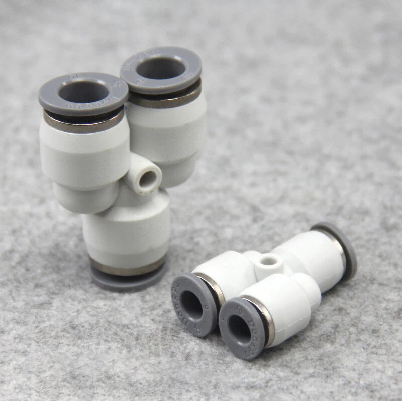 Pneumatic Push Fit Y-Shape 3-Way Connector — Air & Water Tube Joiner