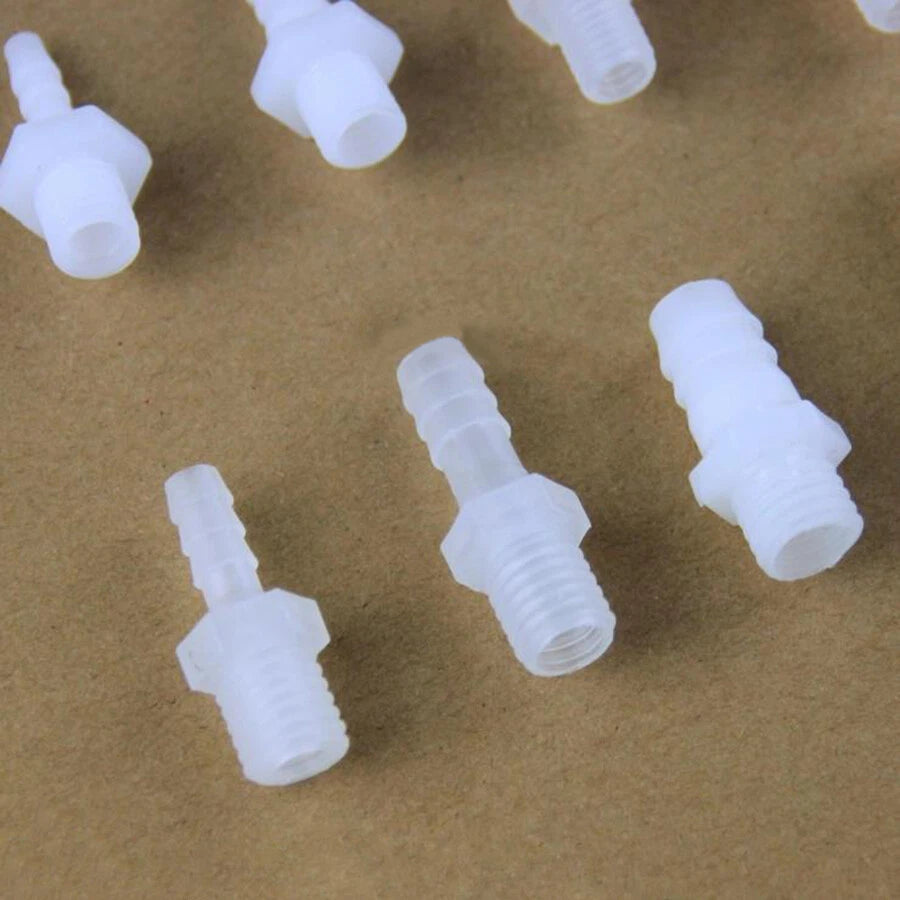 Male Thread Barbed Hose Connector — M6 to M14 × 4mm–14mm Barb | Aquarium Air Fuel Line Fitting