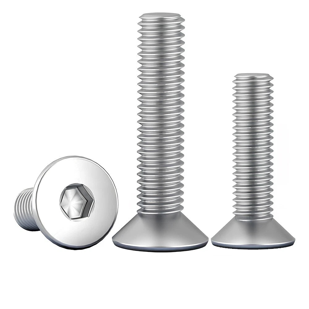 M8 M10 Countersunk Socket Head Screws – 304 Stainless Steel A2, Fully Threaded, 10–150mm