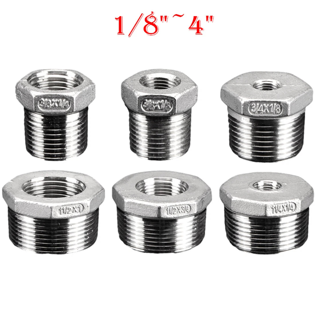 304 Stainless Steel Reducing Bush Adaptor | Male to Female NPT Pipe Fitting