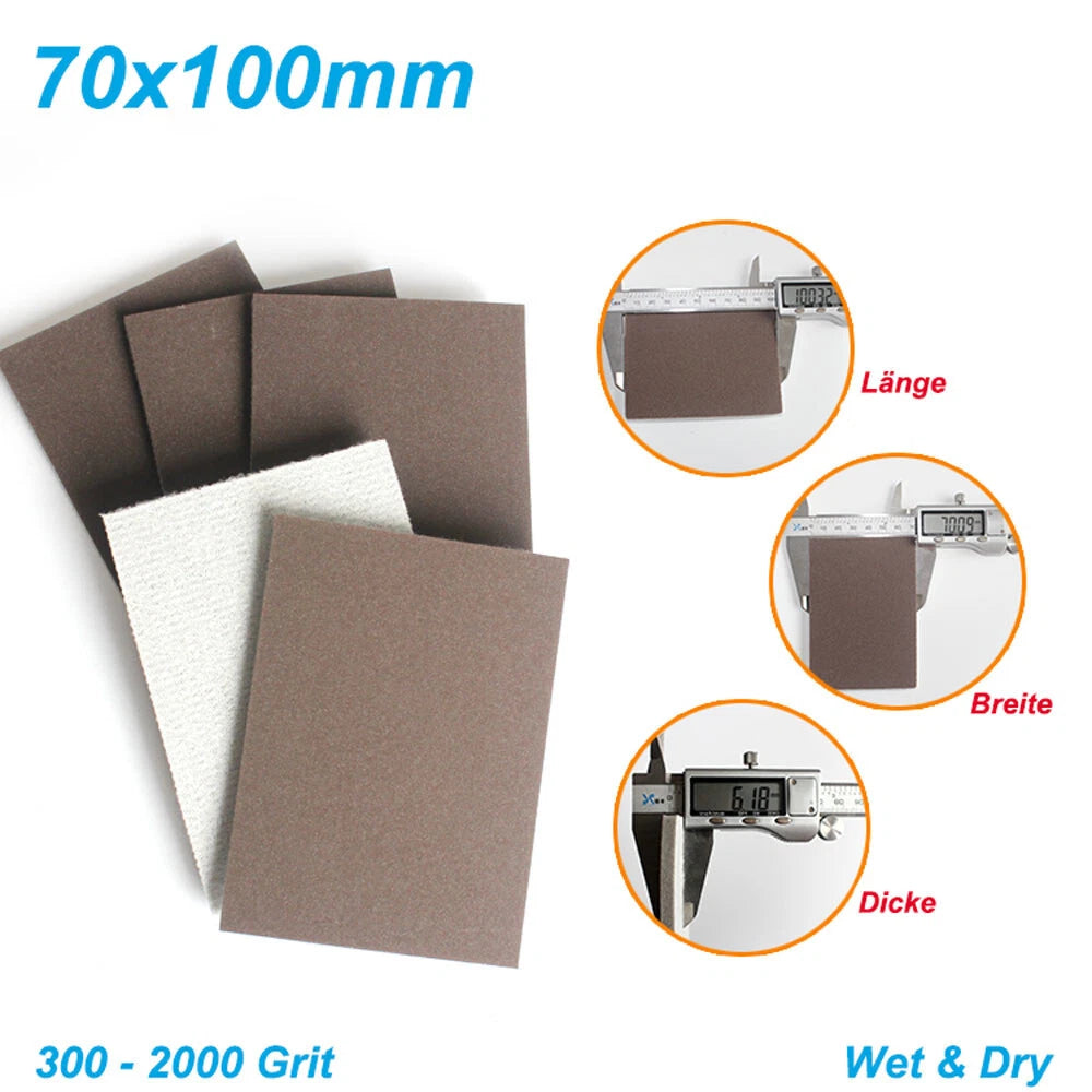 Red Foam Sponge Sanding Block Hook & Loop Sandpaper Abrasive Wet & Dry 70x100mm