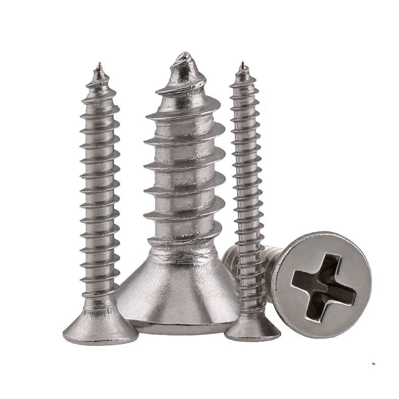 M2.2 M2.6 M3 Flat Head Self Tapping Screws – 304 Stainless Steel, Phillips Drive
