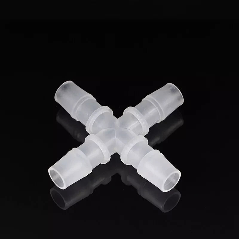 4-Way Plastic Hose Joiner — Pipe Connector for Water, Oil, Gas, Air & Vacuum