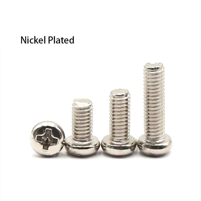 M2 M3 M4 Phillips Pan Head Machine Screws – Carbon Steel, Metric Bolts (Grade 5)
