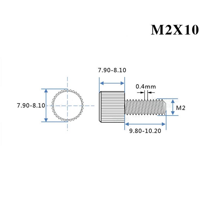 M2 x 10mm Cylinder Head Knurled Thumb Screws – Stainless Steel Hand Grip Knob Bolts - HomeDIYer