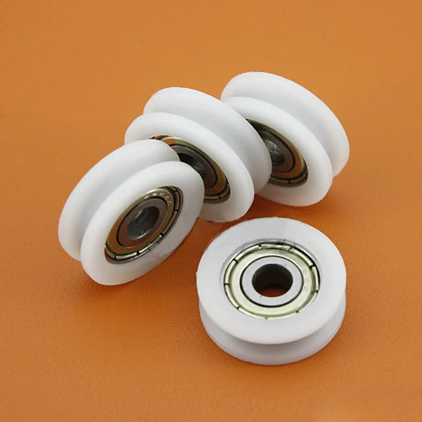 U Groove Nylon Plastic Pulley Deep Groove Ball Bearing Wheel 625ZZ 5x21x7mm