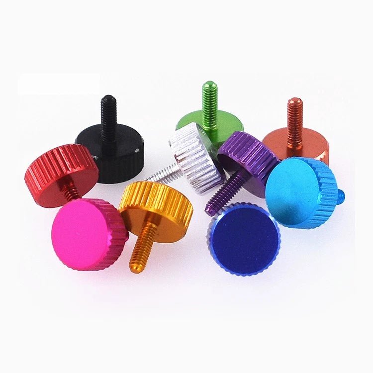M2.6 x 8mm Alu Knurled Thumb Screw Flat Head Thumbscrews Hand Grip Knob Bolts - HomeDIYer
