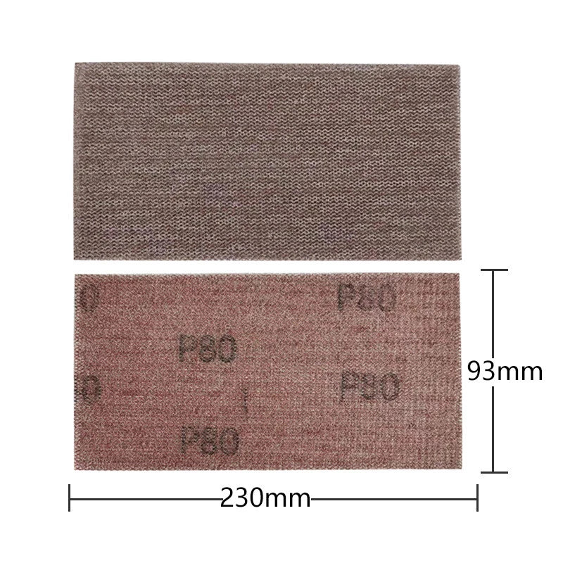 93x230mm Rectangular Mesh Sanding Sheets — P80 to P1000 Grit Hook & Loop Sandpaper for Half‑Sheet Sanders