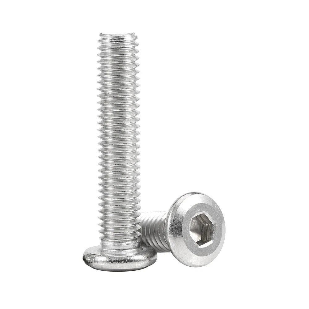 M2 M3 M4 Flat Round Head Hex Socket Screws – A2 Stainless Steel, Fully Threaded (3–50mm)