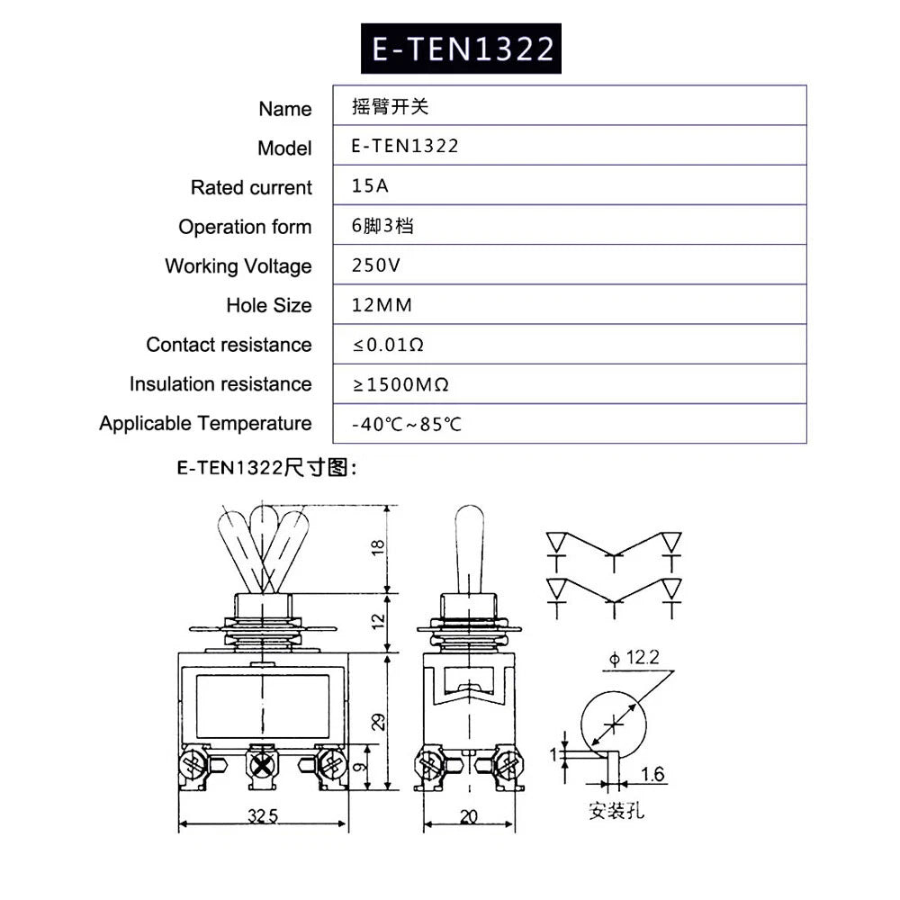 Toggle Switch Heavy Duty ON-OFF ON-ON ON-OFF-ON – MTS E-TEN PS DS438 Series 125VAC 250VAC