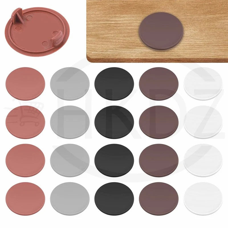 Plastic Screw Caps Covers – 5mm to 40mm Push-in Furniture Hole Plugs, Black, White and Brown