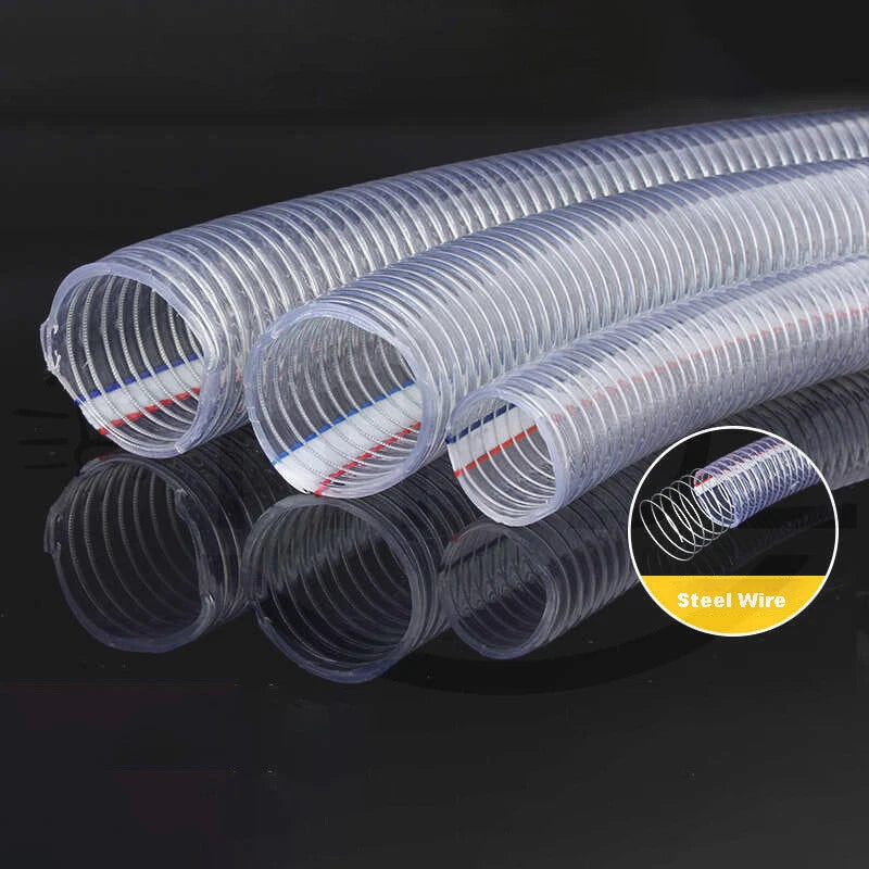 Wire Reinforced Clear PVC Hose Pipe — Heavy Duty, Flexible, Water Air Fuel