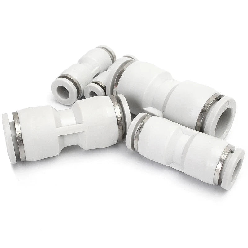 White Pneumatic Push Fit Connector Tube Pipe Joiner Air Water Lines Hose 4-16mm