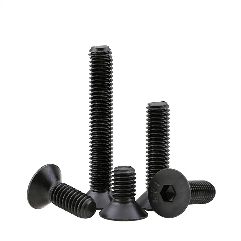 M1.6–M3 Countersunk Socket Head Screws – 12.9 Grade Carbon Steel, Flat Head, Fully Threaded (3–50mm Overall Length)