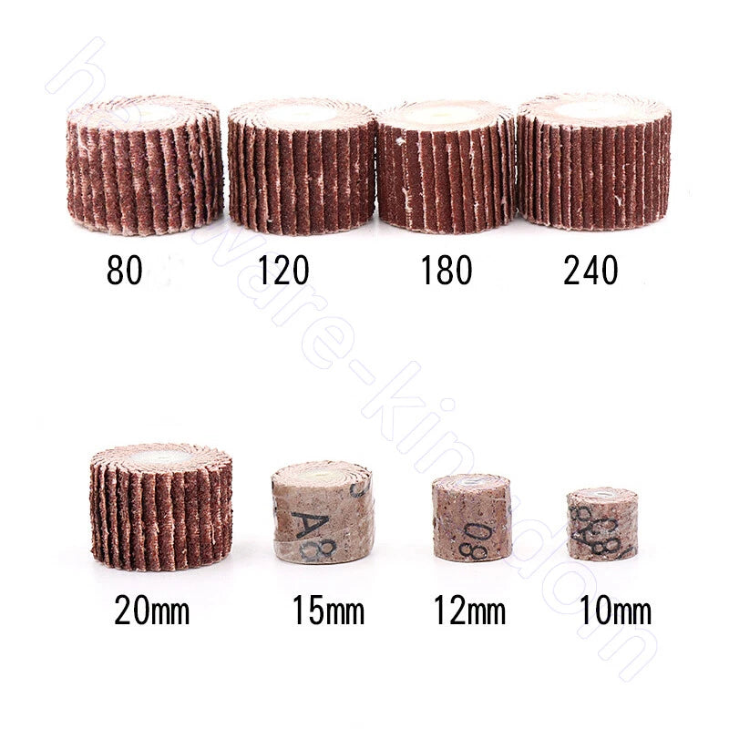 Flap Wheel Sandpaper 80-600 Grit with 3mm Mandrel | 10-20mm Sanding Wheel for Die Grinder & Rotary Tool