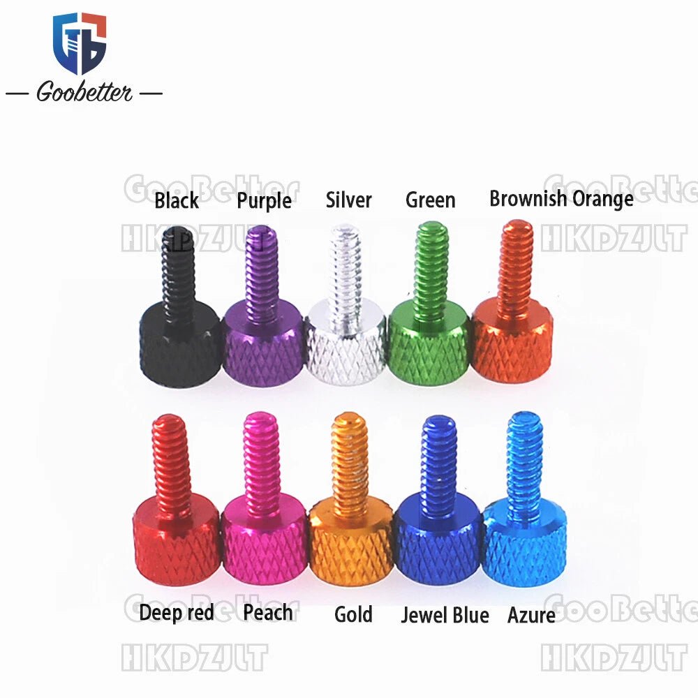 M2.5 x 8 mm Anodized Aluminum Knurled Thumb Screws – Hand Tighten Grip Bolts (10 Colors) - HomeDIYer