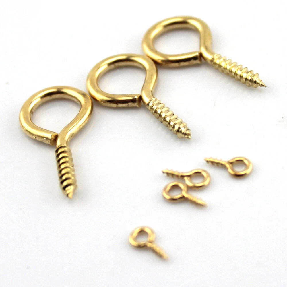 Small Screw-In Eye Hooks — Iron, 8–26mm for Picture Frames, Craft Hoops & Doll Making