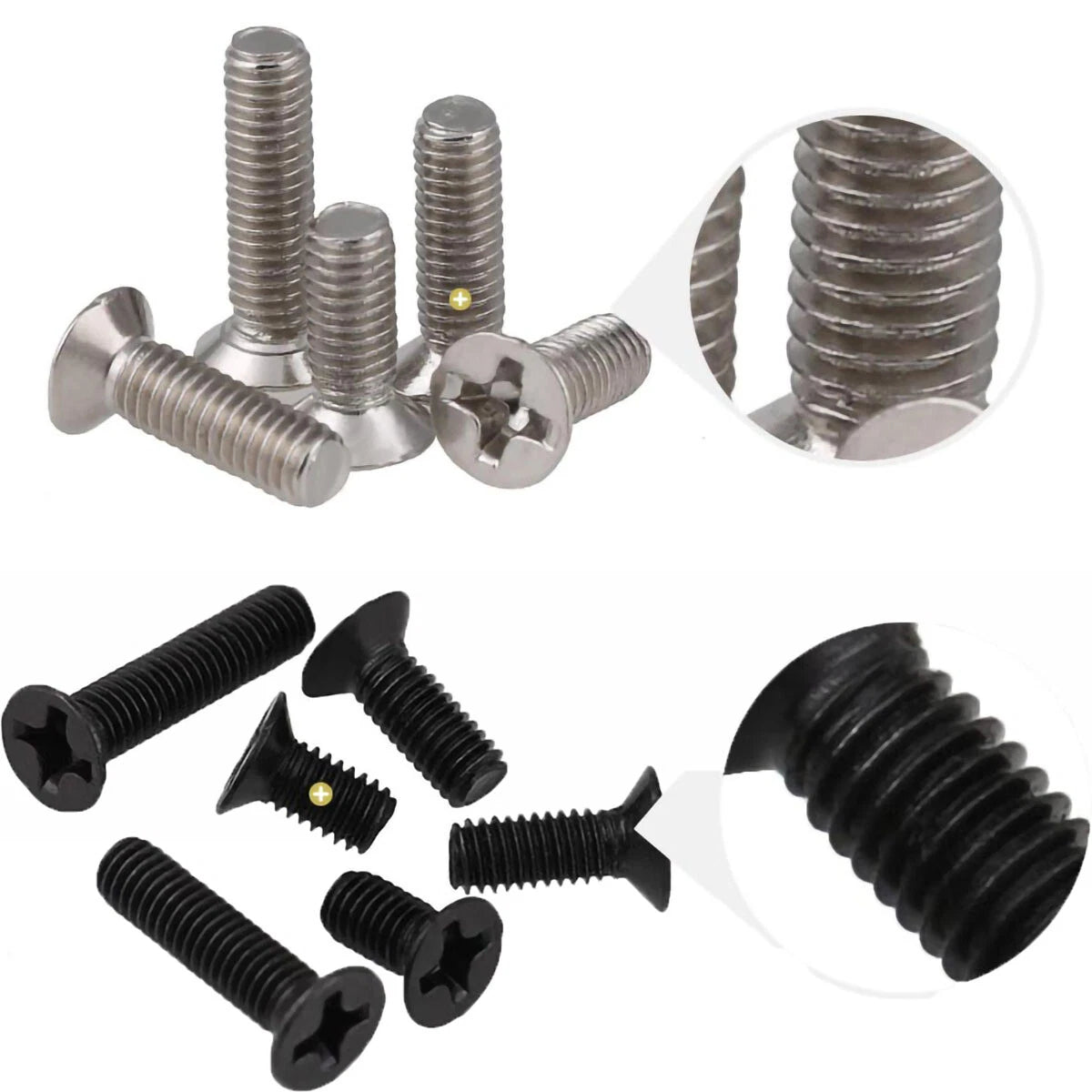 Phillips Flat Head Countersunk Machine Screws M1.4 M1.6 M2 M2.5 M3 M4 M5 | White Zinc Nickel Black Zinc