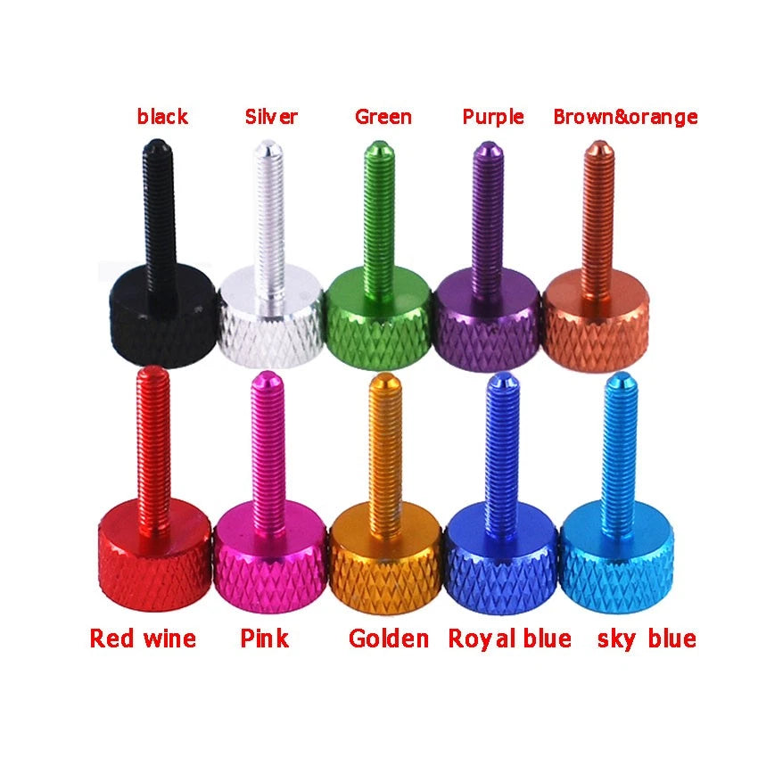 M3 x 16mm Knurled Thumb Screws – Anodised Aluminium Flat Head Hand-Grip Bolts