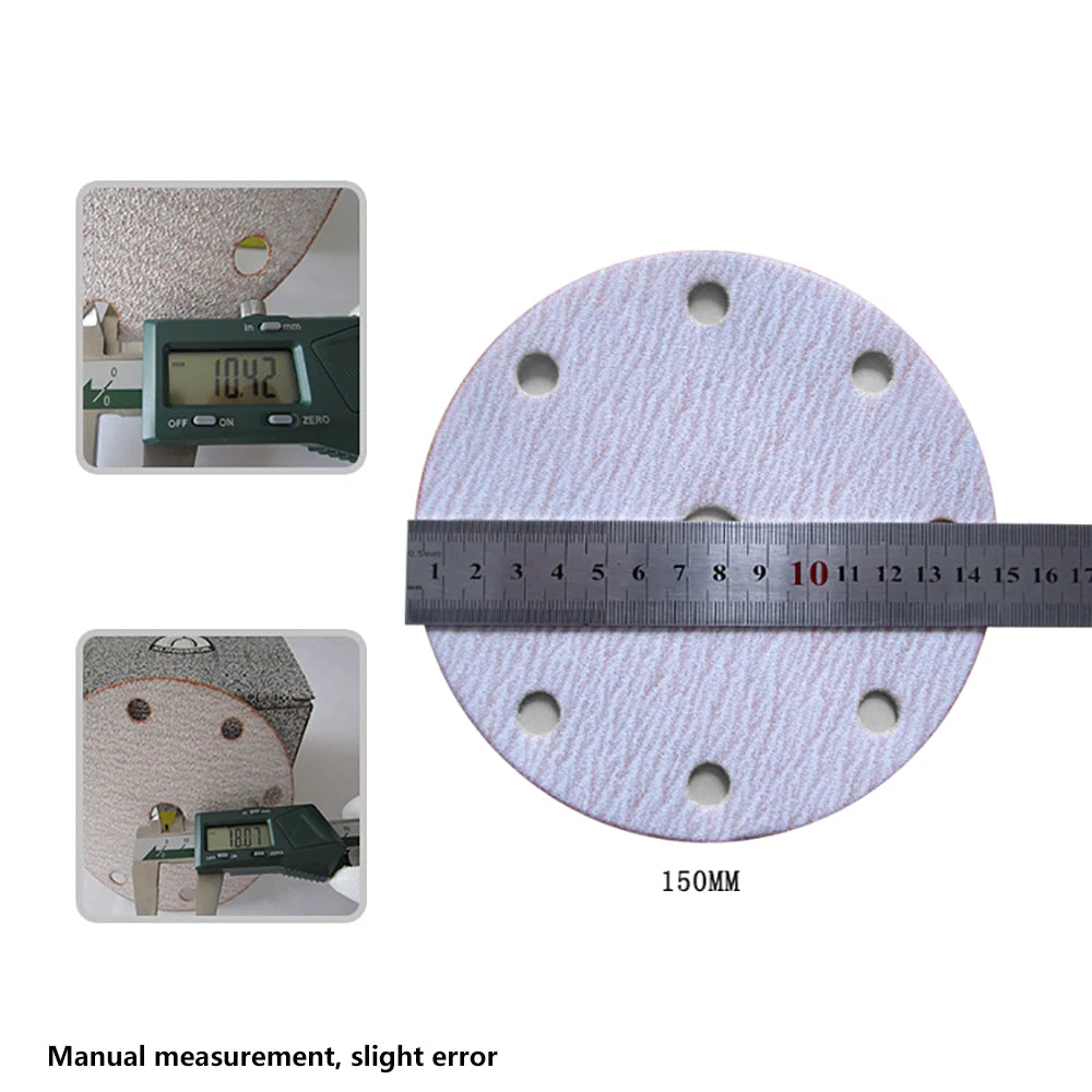PS73 Sandpaper Disc 6 Inch£¨150mm£©9 holes Hook & Loop Sand Polish Sandpaper