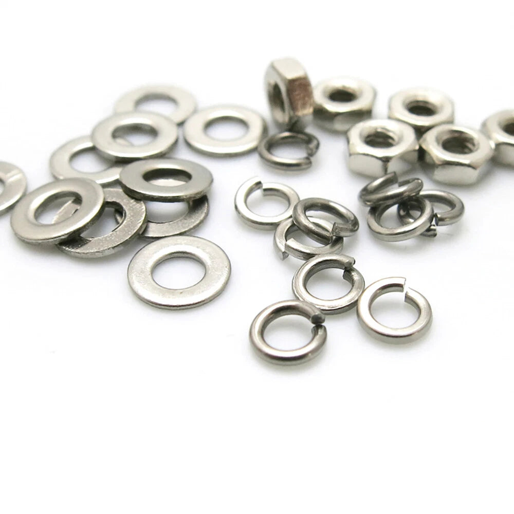 M2 Pozi Pan Head Machine Screws with Flat & Spring Washers – Iron, 4–30mm