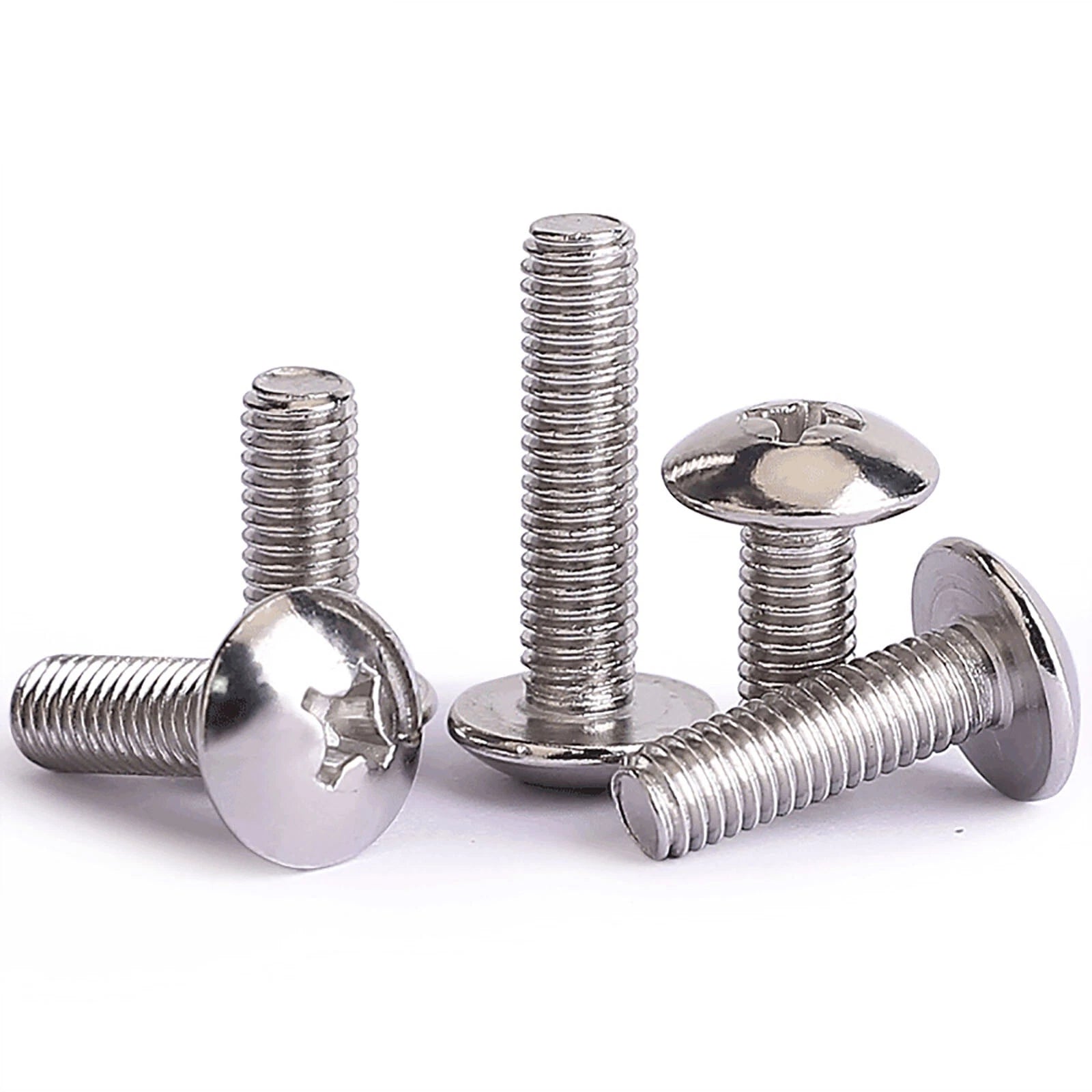 M3–M6 Nickel Plated Phillips Truss Head Machine Screws — Cross Drive Mushroom Head Bolts