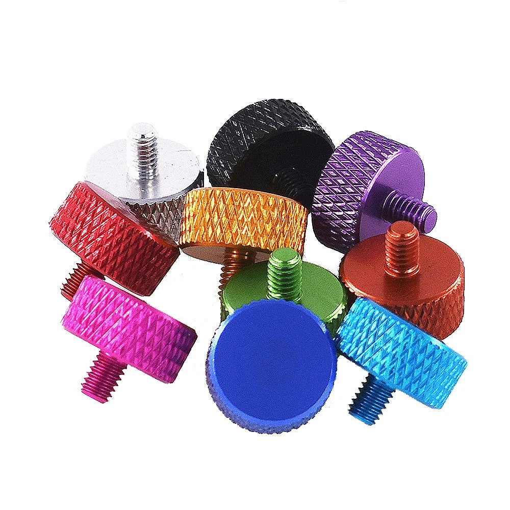 M3.5x4.5mm Aluminium Knurled Thumb Screws – Flat Head, Hand-Grip, PC Case